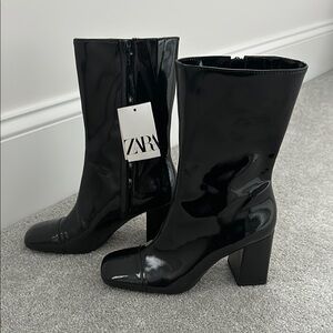 Zara Women's Black Patent Leather Boots